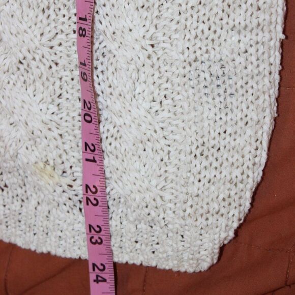 Vince Cream  Cotton Blend Crew Neck Cable Knit Sweater Women's Size L - Picture 9 of 9